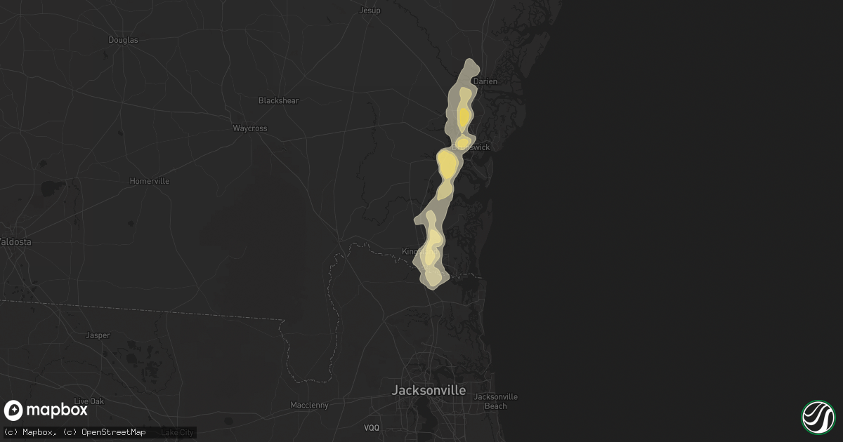 Hail map in Woodbine, GA on May 25, 2025