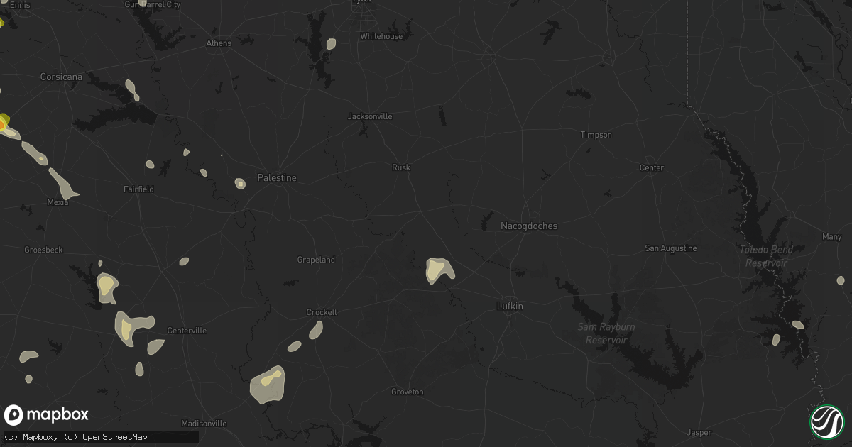 Hail map in Alto, TX on May 25, 2026