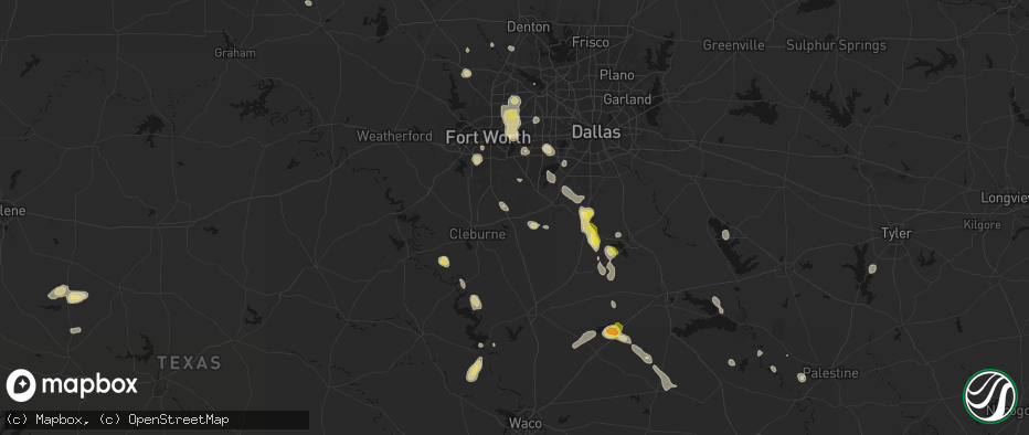 Hail map in Alvarado, TX on May 25, 2026