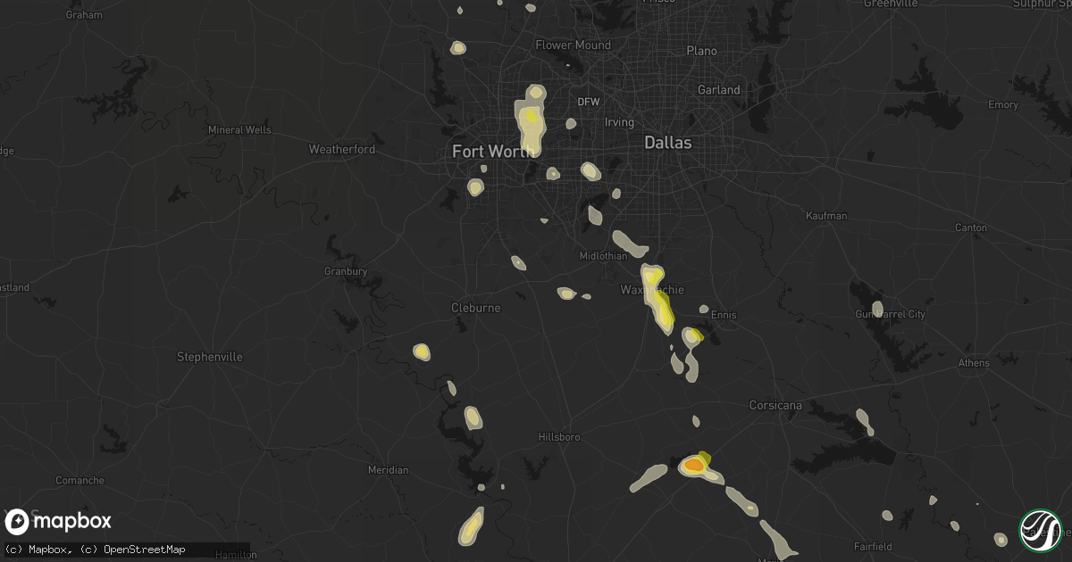 Hail map in Alvarado, TX on May 25, 2026