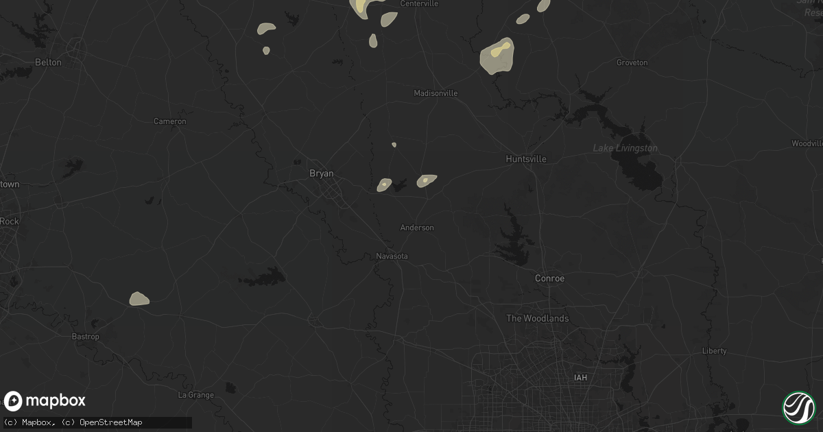 Hail map in Anderson, TX on May 25, 2026