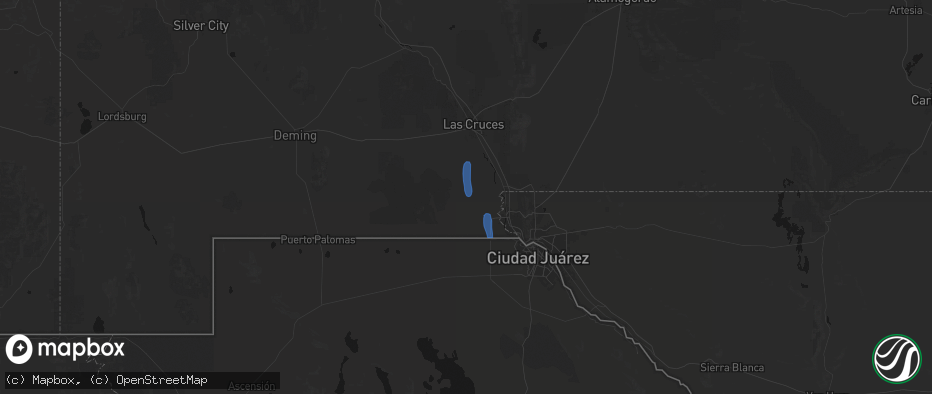 Hail map in Anthony, NM on May 25, 2026
