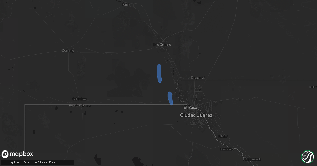 Hail map in Anthony, NM on May 25, 2026