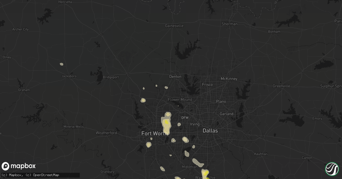 Hail map in Argyle, TX on May 25, 2026
