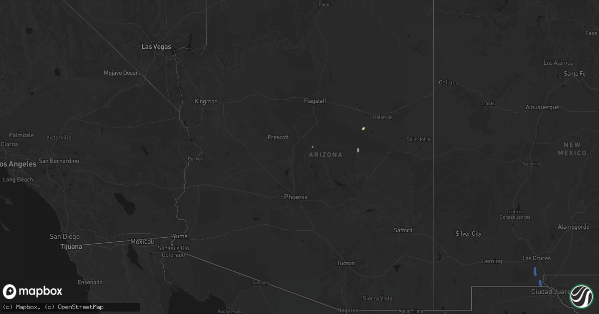 Hail map in Arizona on May 25, 2026