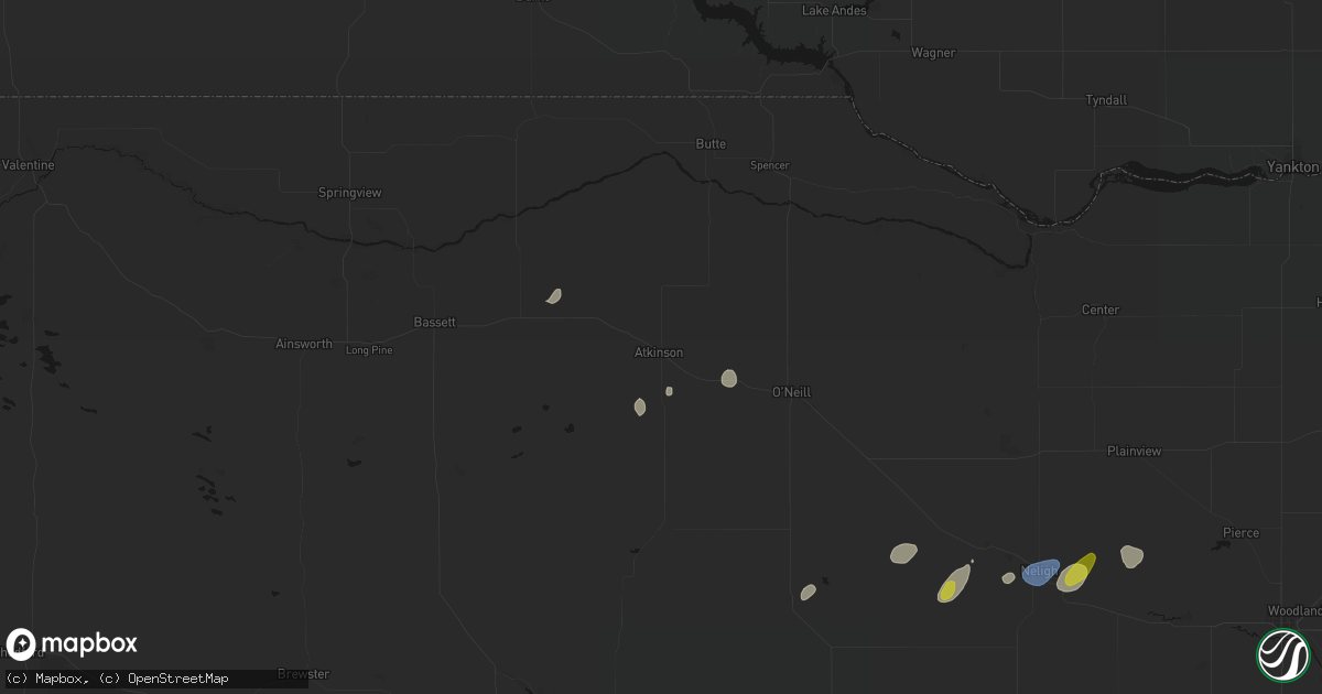 Hail map in Atkinson, NE on May 25, 2026