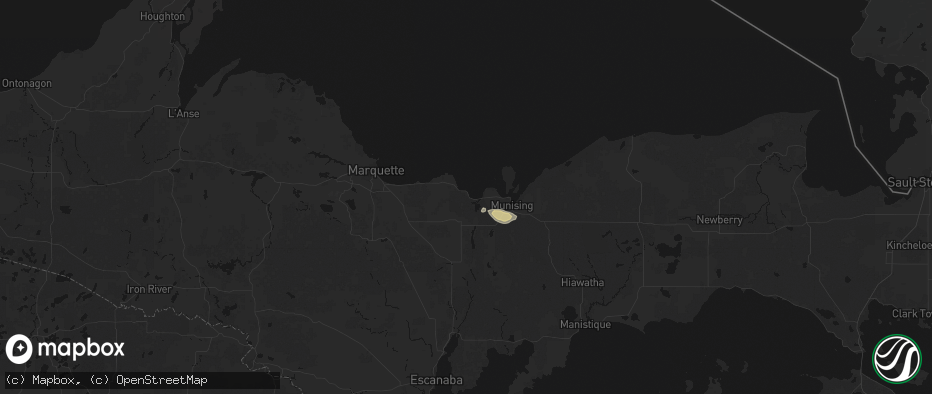 Hail map in Au Train, MI on May 25, 2026