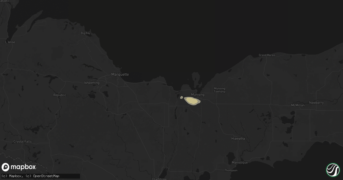 Hail map in Au Train, MI on May 25, 2026