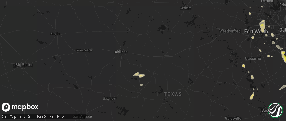 Hail map in Baird, TX on May 25, 2026