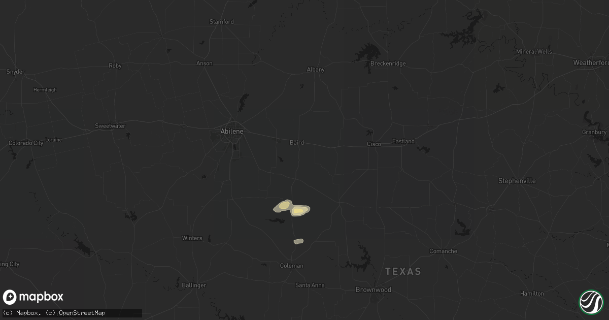 Hail map in Baird, TX on May 25, 2026