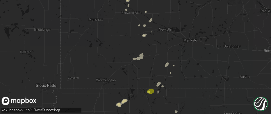 Hail map in Bingham Lake, MN on May 25, 2026