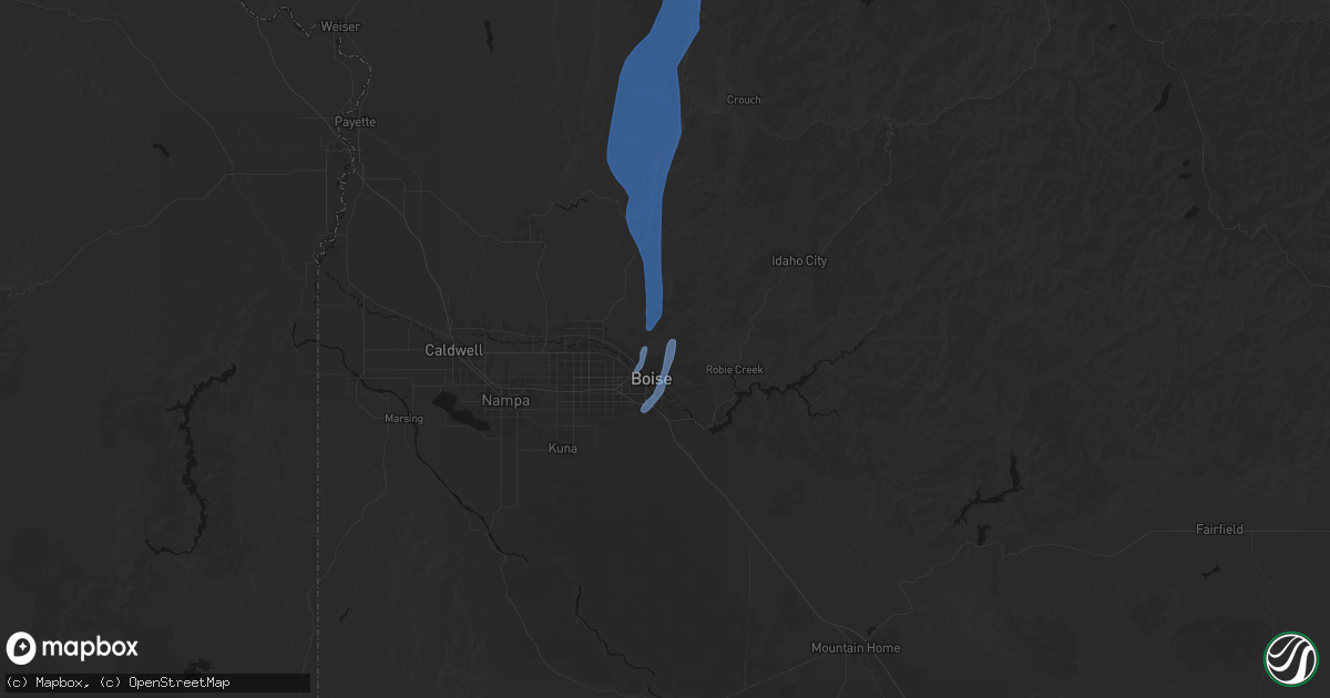 Hail map in Boise, ID on May 25, 2026