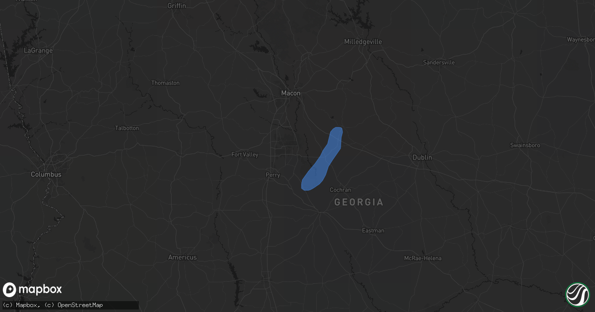 Hail map in Bonaire, GA on May 25, 2026