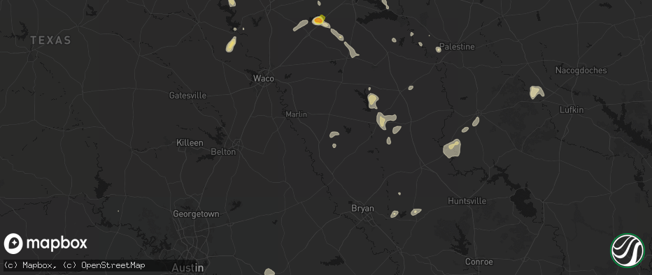 Hail map in Bremond, TX on May 25, 2026