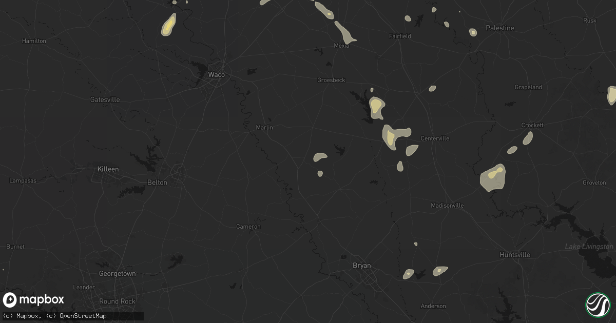 Hail map in Bremond, TX on May 25, 2026