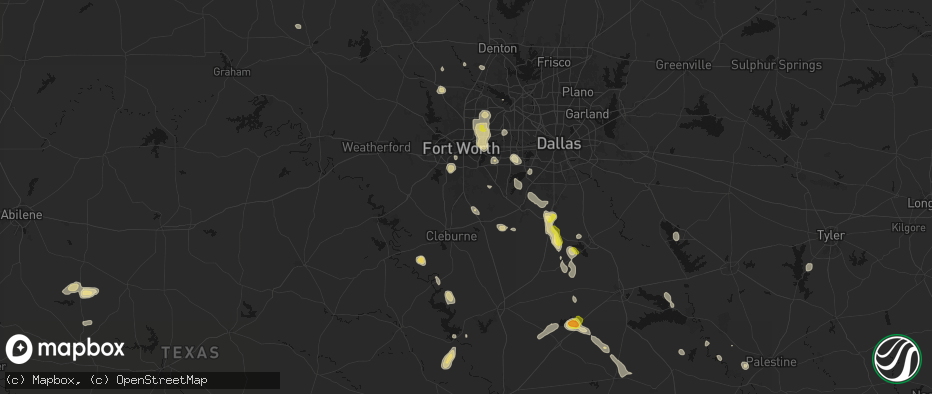 Hail map in Burleson, TX on May 25, 2026
