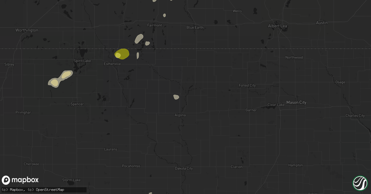 Hail map in Burt, IA on May 25, 2026