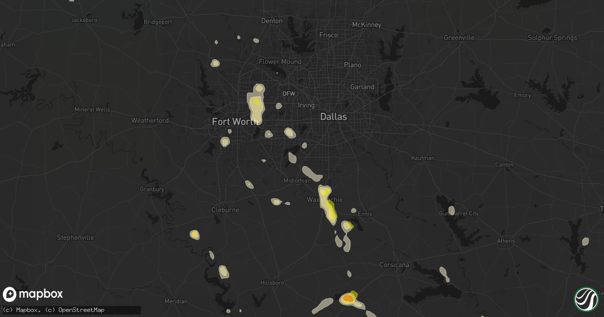 Hail map in Cedar Hill, TX on May 25, 2026