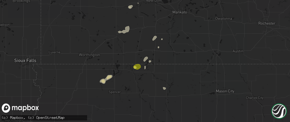 Hail map in Ceylon, MN on May 25, 2026