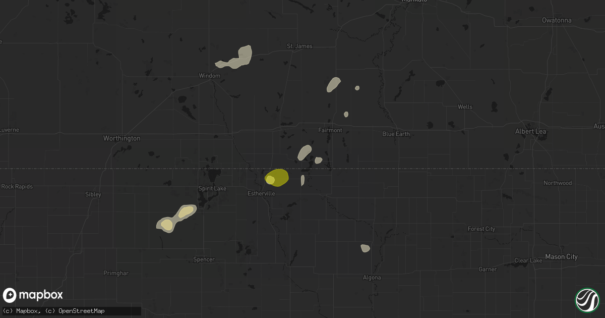 Hail map in Ceylon, MN on May 25, 2026
