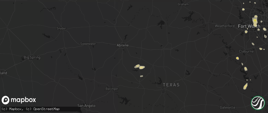 Hail map in Clyde, TX on May 25, 2026