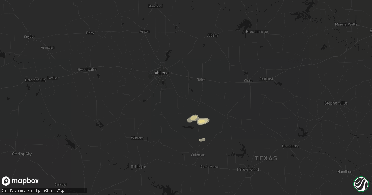 Hail map in Clyde, TX on May 25, 2026