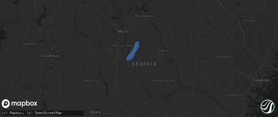 Hail map in Cochran, GA on May 25, 2026