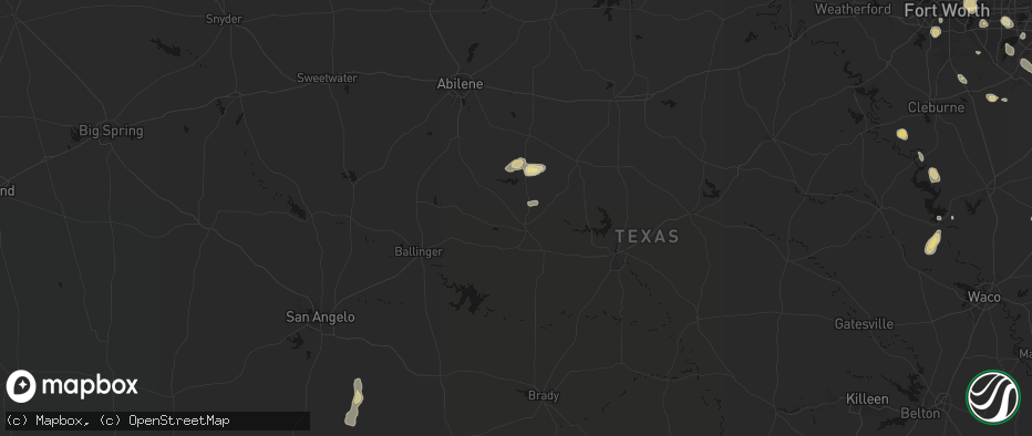 Hail map in Coleman, TX on May 25, 2026
