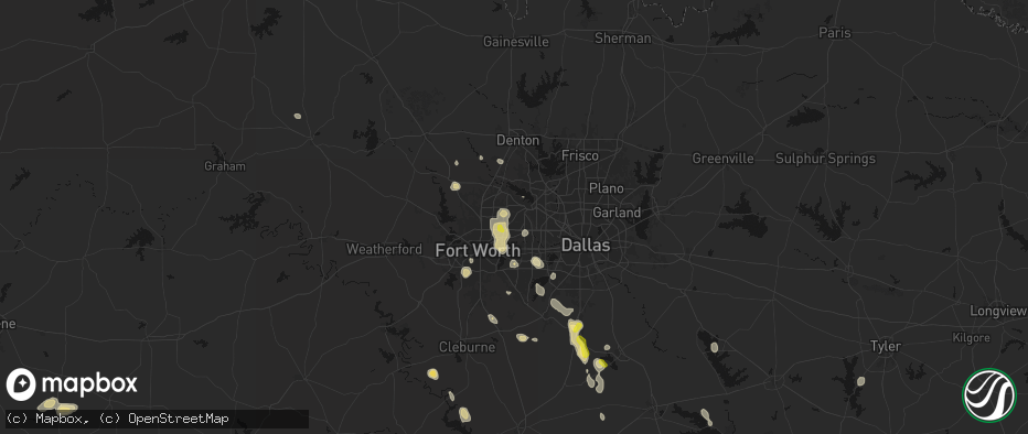 Hail map in Colleyville, TX on May 25, 2026