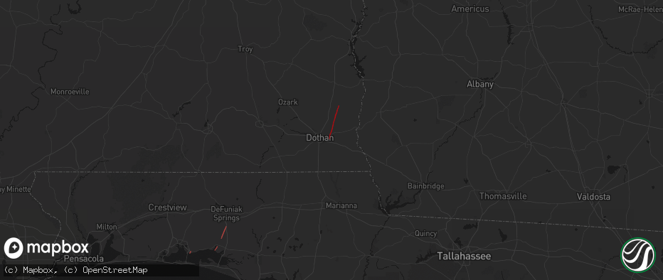 Hail map in Cowarts, AL on May 25, 2026