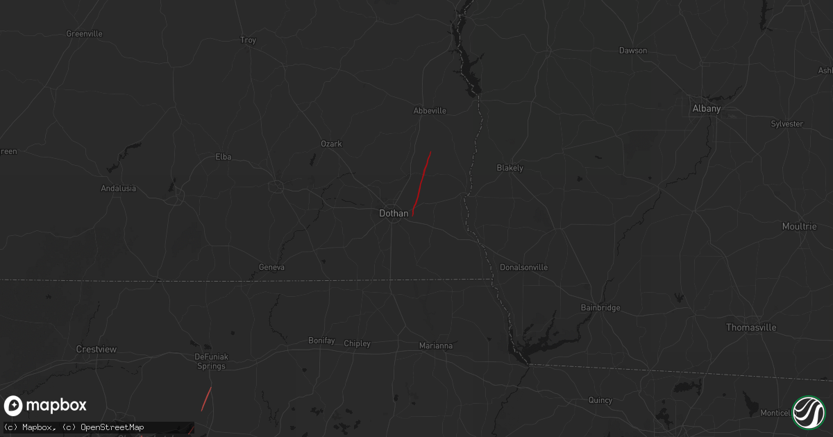 Hail map in Cowarts, AL on May 25, 2026