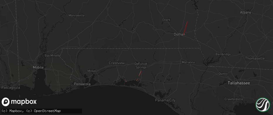 Hail map in Defuniak Springs, FL on May 25, 2026