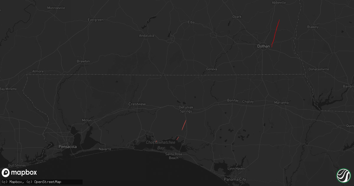 Hail map in Defuniak Springs, FL on May 25, 2026