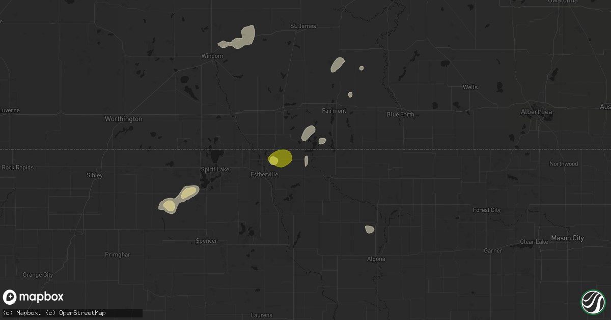Hail map in Dolliver, IA on May 25, 2026
