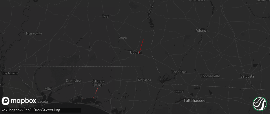 Hail map in Dothan, AL on May 25, 2026