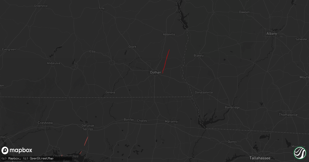 Hail map in Dothan, AL on May 25, 2026
