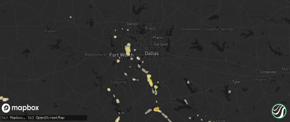 Hail map in Duncanville, TX on May 25, 2026