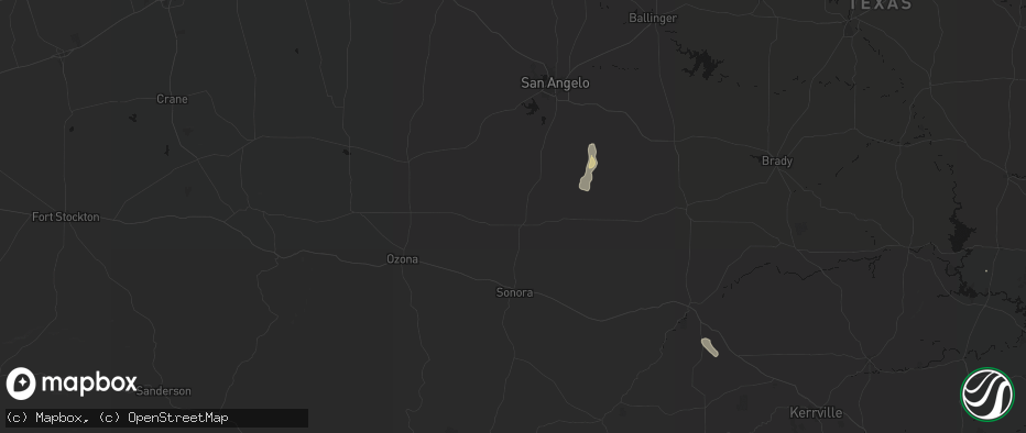 Hail map in Eldorado, TX on May 25, 2026