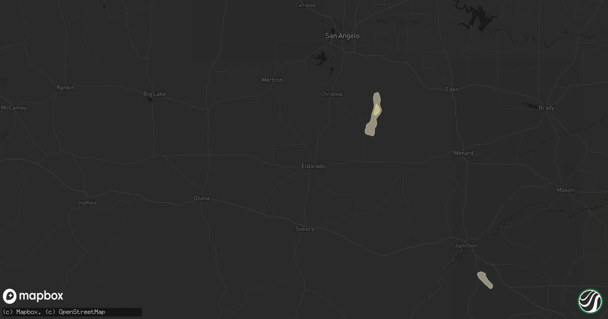 Hail map in Eldorado, TX on May 25, 2026