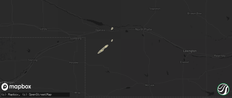 Hail map in Elsie, NE on May 25, 2026