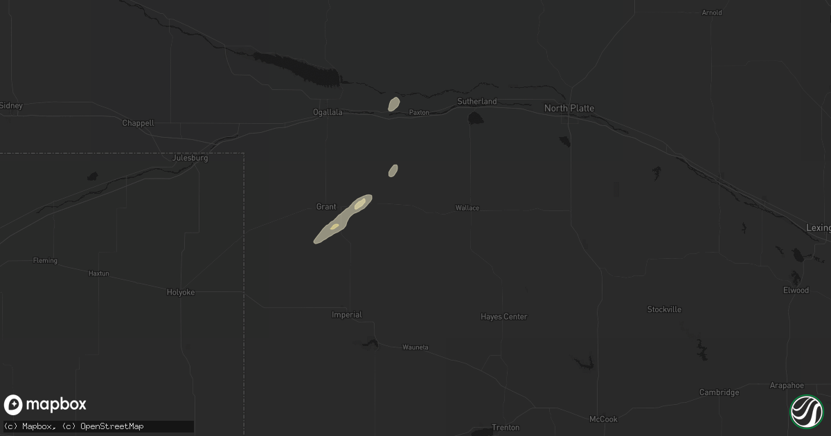 Hail map in Elsie, NE on May 25, 2026