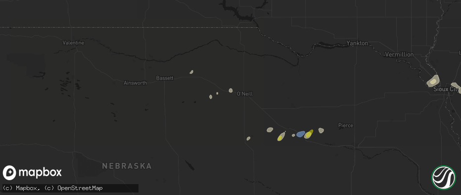 Hail map in Emmet, NE on May 25, 2026