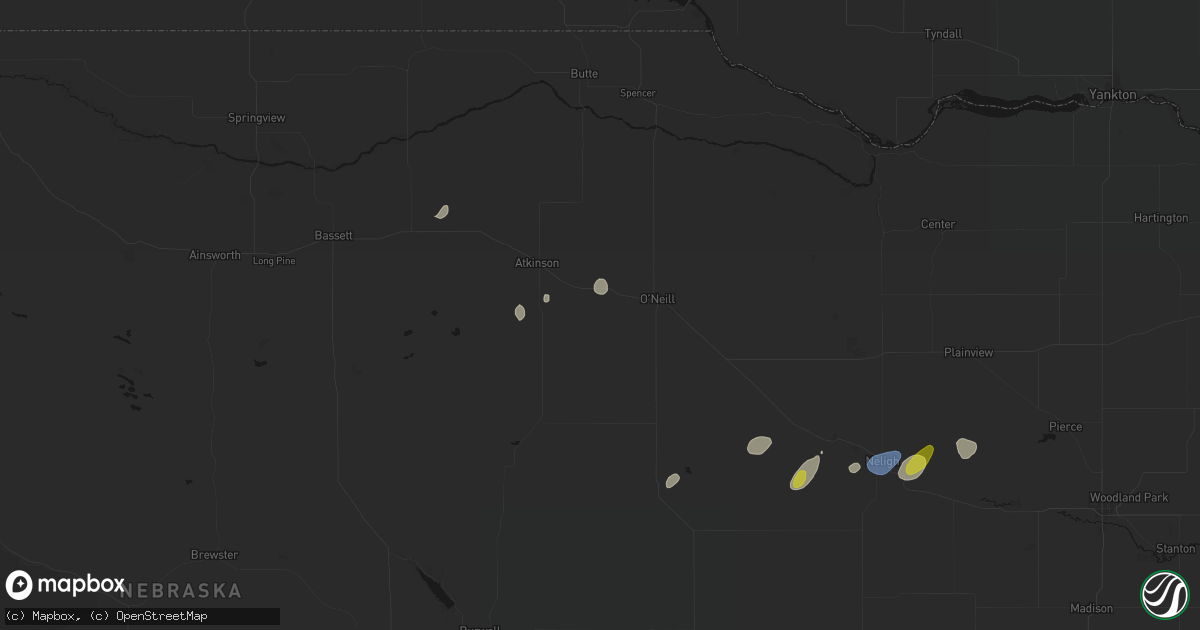Hail map in Emmet, NE on May 25, 2026