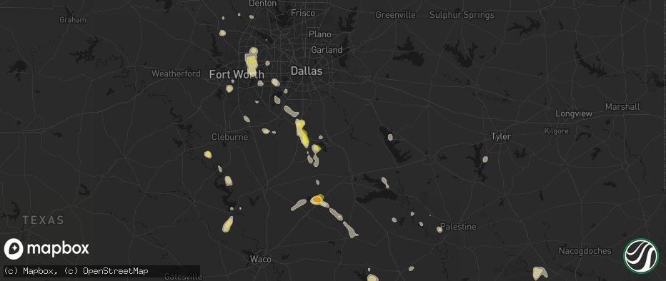 Hail map in Ennis, TX on May 25, 2026