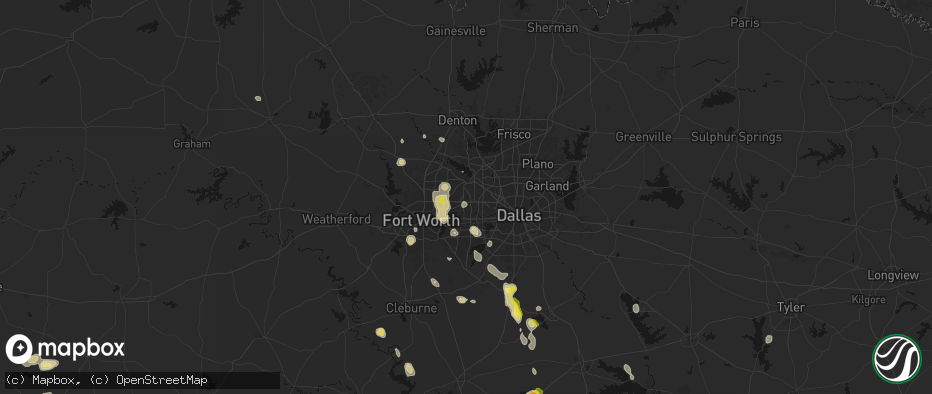 Hail map in Euless, TX on May 25, 2026