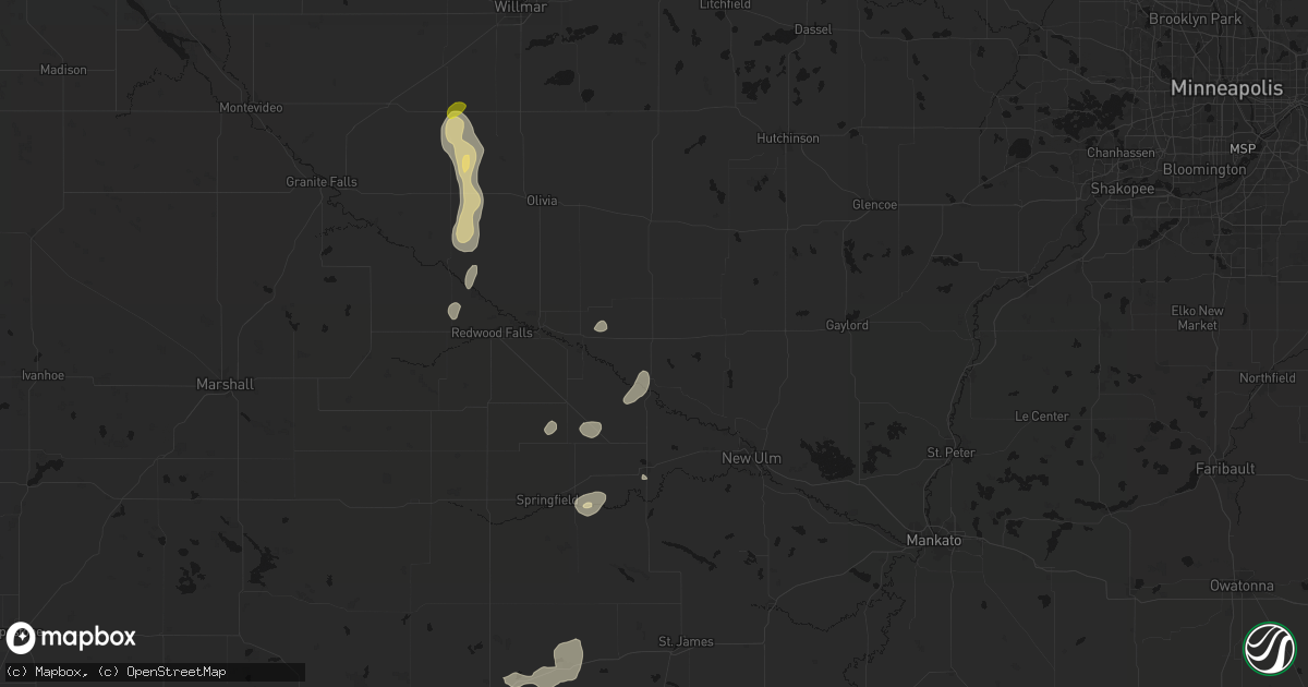 Hail map in Fairfax, MN on May 25, 2026