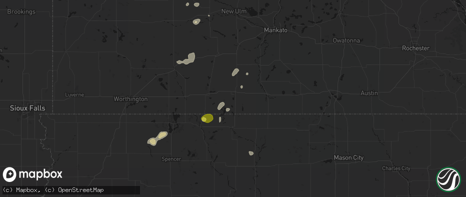 Hail map in Fairmont, MN on May 25, 2026