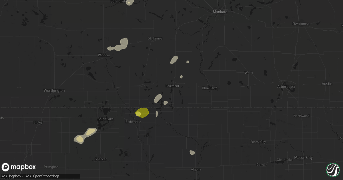 Hail map in Fairmont, MN on May 25, 2026