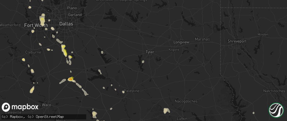 Hail map in Flint, TX on May 25, 2026