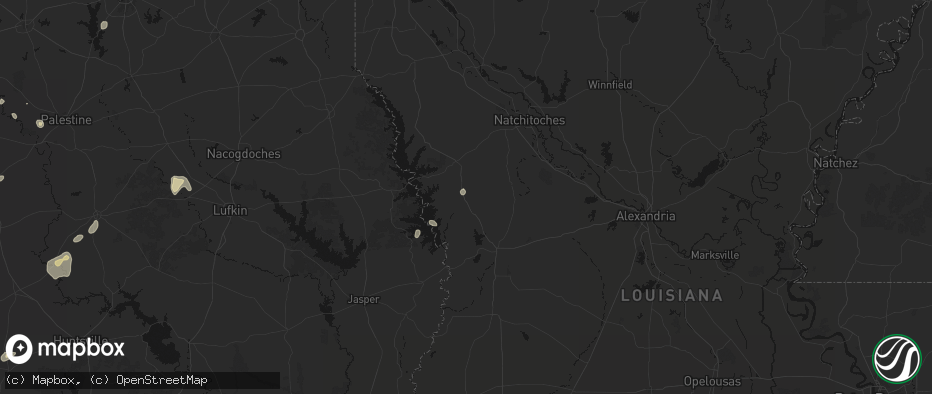 Hail map in Florien, LA on May 25, 2026
